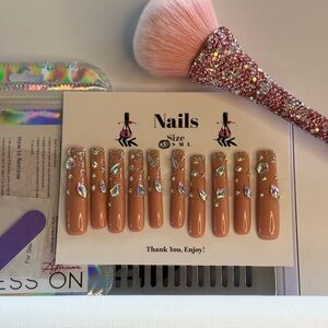 Nude Bling Nails | Custom Press On Nails | High Quality Nails | Handmade XS